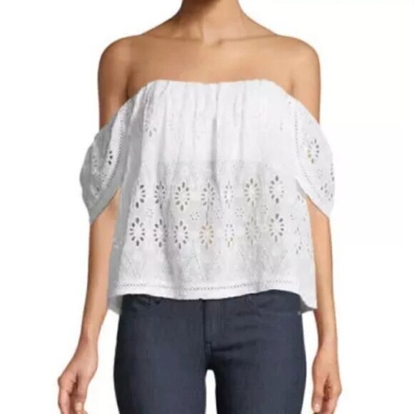 Lovers + Friends Tops - Lovers + Friends White Eyelet Lace Off Shoulder Blouse S